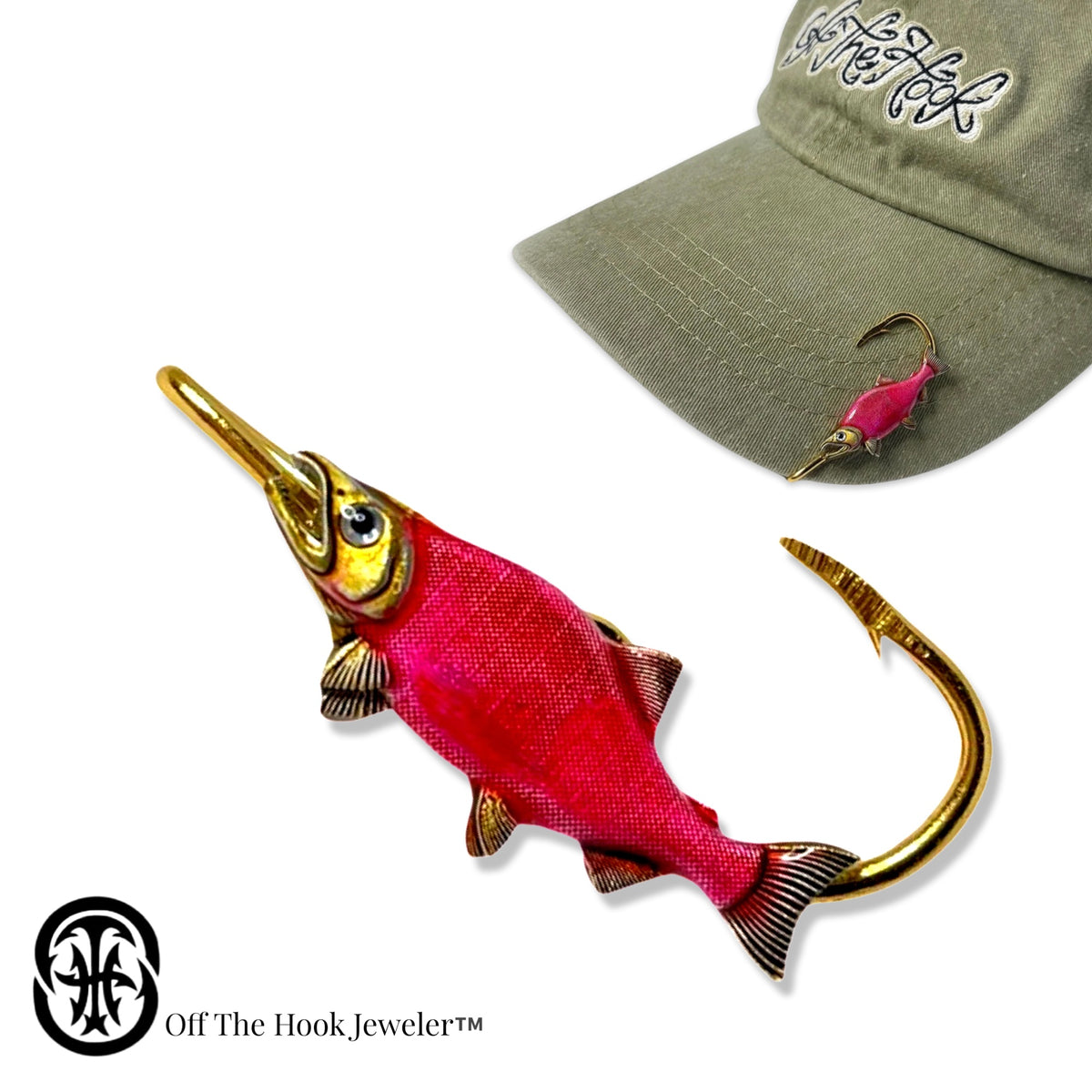 SOCKEYE SALMON HOOKIT© Hat Hook - Fishing Hat Clip – Off The Hook Jeweler