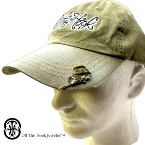 LARGEMOUTH BASS HOOKIT© Fish Hook Hat Clip - Fishing Hat Pin - Brim Clip