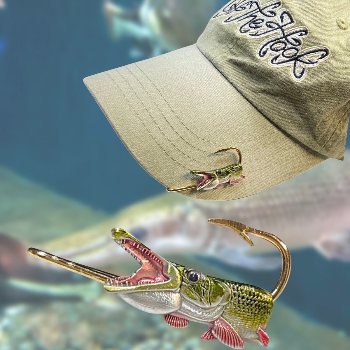 ALLIGATOR GAR HOOKIT© Fishing Hat Hook Fishing Hat Pin Brim Clip