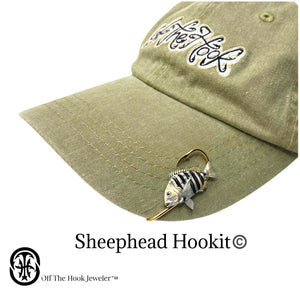 SHEEPSHEAD HOOKIT© Hat Hook - Fishing Hat Clip - Brim Clip - Hat Pin