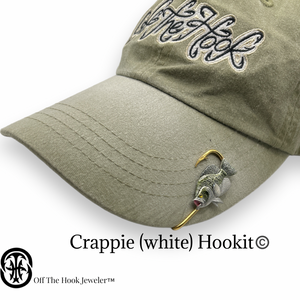 CRAPPIE (White Crappie) HOOKIT© Sac-Au-Lait - Hat Hook - Fishing Hat Clip