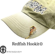 Load image into Gallery viewer, REDFISH HOOKIT© (turning #2) Hat Pin - Fishing Hat Clip -REDFISH Hat Hook