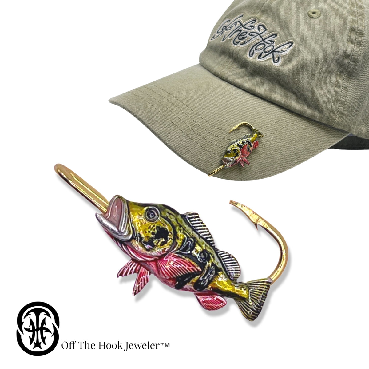 PEACOCK BASS HOOKIT© Hat Hook - Fishing Hat Clip - Purse Clip – Off The  Hook Jeweler