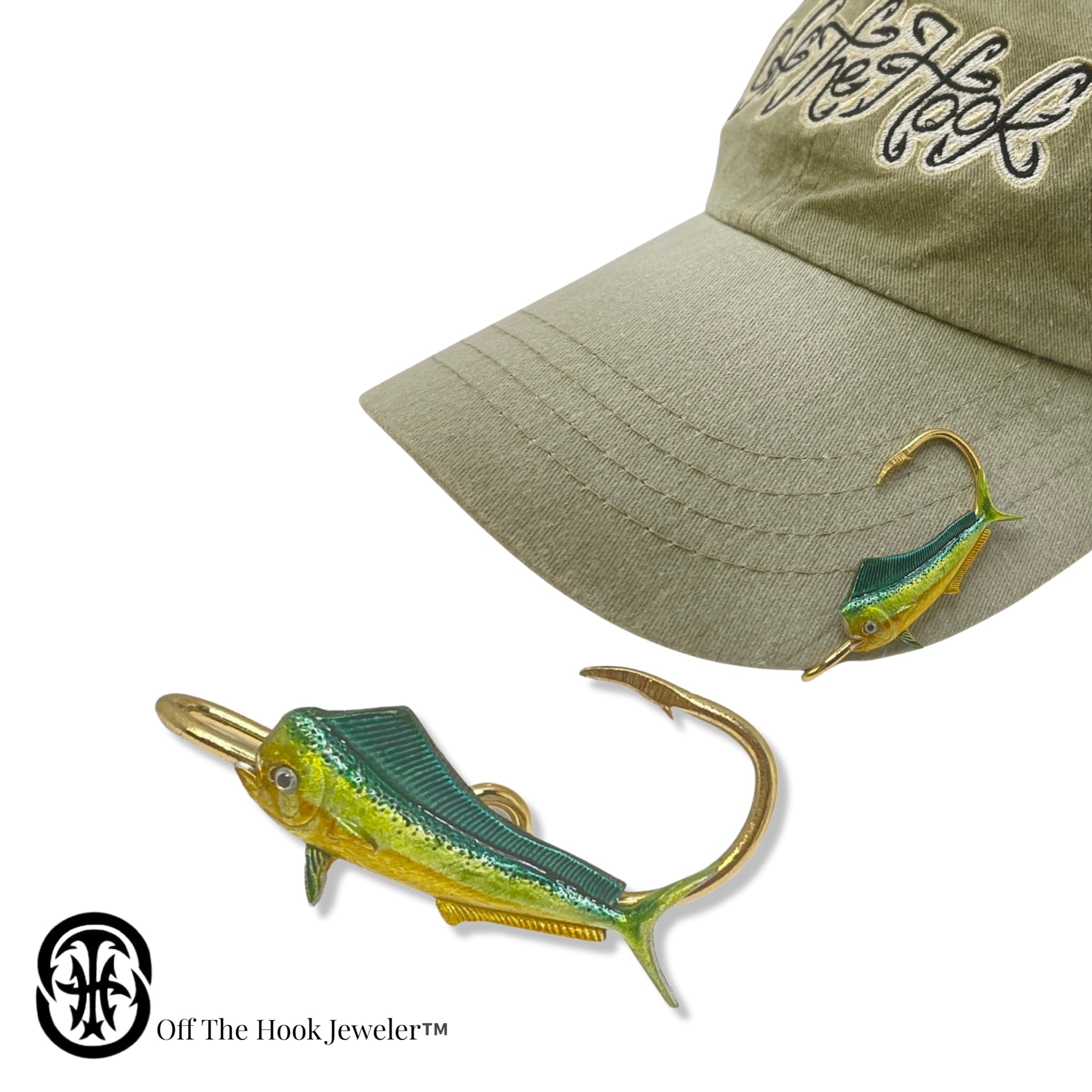 Mahi Mahi Hookit Hat Hook - Fishing Hat Clip - Fishing Hat Pin - Brim Clip