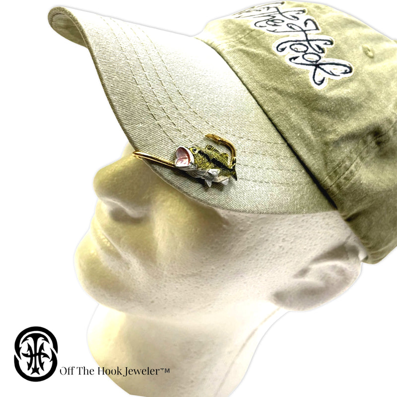 LARGEMOUTH BASS HOOKIT© Fish Hook Hat Clip - Fishing Hat Pin - Brim Cl –  Off The Hook Jeweler