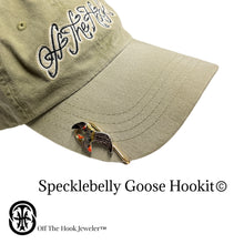 Load image into Gallery viewer, SPECKLEBELLY GOOSE HOOKIT© Hunting Hat Pin, Hunting Hat Clip, Hunting Brim Clip, Goose Hat Pin