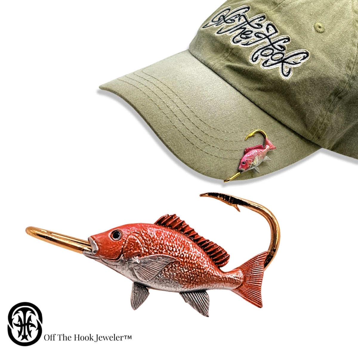 Hat Snapper RED SNAPPER HOOKIT© Hat Hook - Fishing Hat Clip – Off The Hook Jeweler, LLC