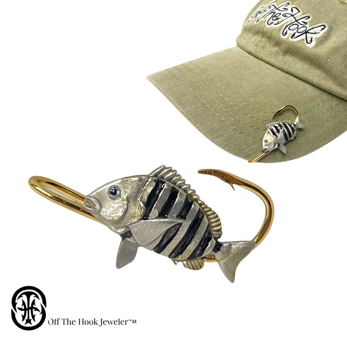 SHEEPSHEAD HOOKIT© Hat Hook - Fishing Hat Clip - Brim Clip - Hat Pin