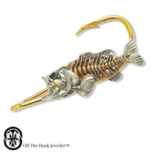 Load image into Gallery viewer, BASS BONE HOOKIT© Hat Hook - Fishing Hat Pin - Fishing Hat Clip - Fishing Hook for Hat