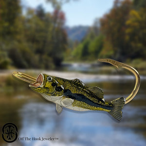 bass fish wall hooks Duckett Baits Hanger Glide Bait Green Shad an exaggerated open mouth Black BASS FISH HOOKIT Hat