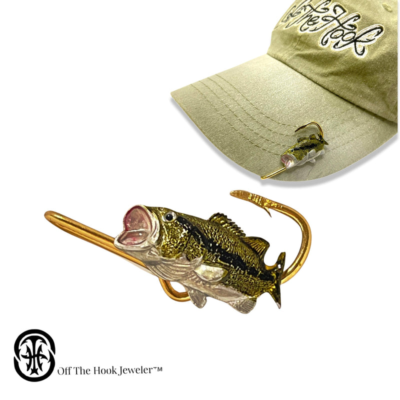LARGEMOUTH BASS HOOKIT© Fish Hook Hat Clip - Fishing Hat Pin