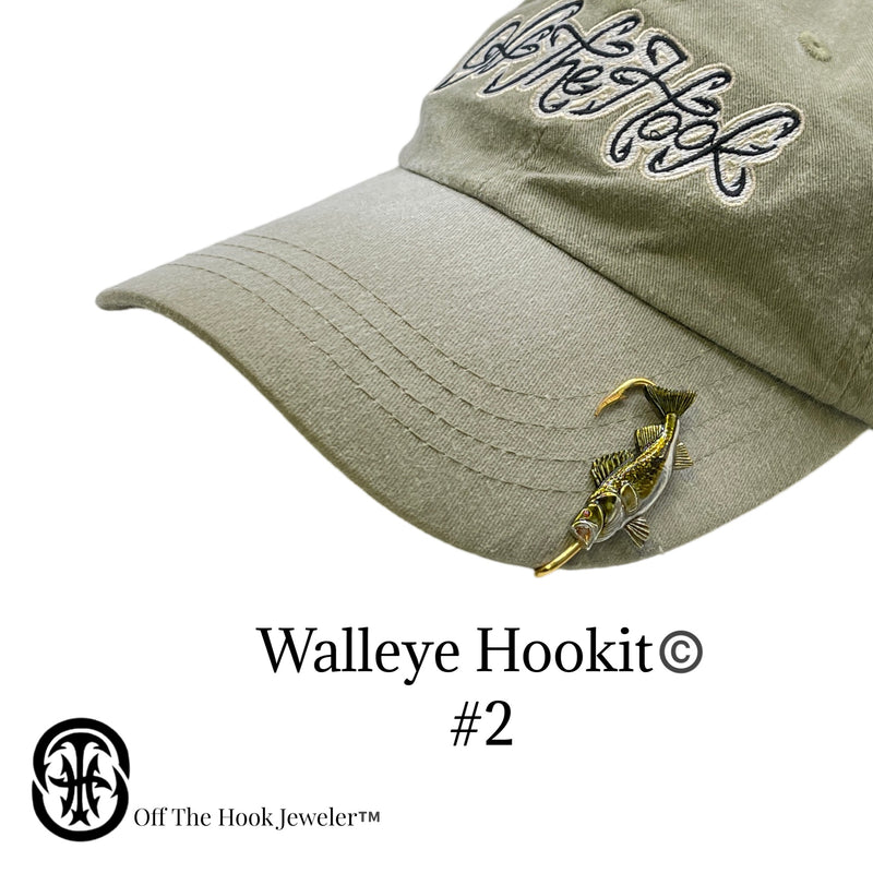 f with fishing hook WALLEYE HOOKIT© #2 - Hat Hook - Fishing Hat Pin - Fishing Hat Clip