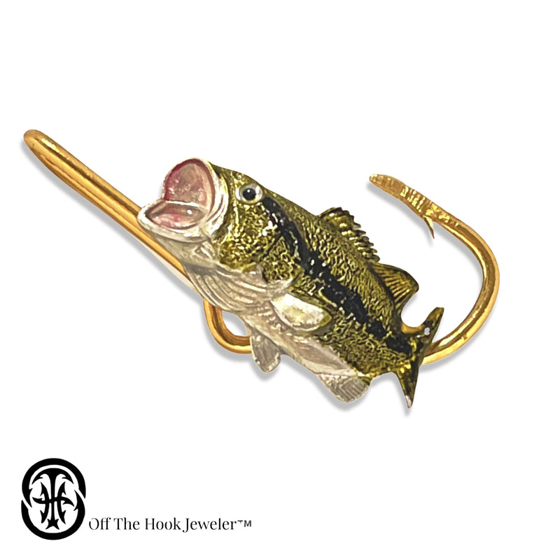 bass fish hooks LARGEMOUTH BASS HOOKIT© Fish Hook Hat Clip - Fishing Hat Pin
