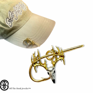DEER ANTLER (#2) HOOKIT© Hat Hook - Fishing Hat Clip - Deer Hat Pin