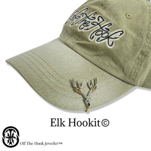 ELK ANTLER HOOKIT© Hat Hook -Moose Hat Hook - Fishing Hat Clip - Elk Skull