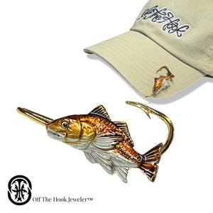 REDFISH HOOKIT© (straight #1) Hat Pin - Fishing Hat Clip -REDFISH Hat Hook