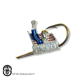 TRUMP "FIGHT" HOOKIT - Fishing Hat Pin - Hat Clip - Brim Clip - Maga hat - Tie Clip