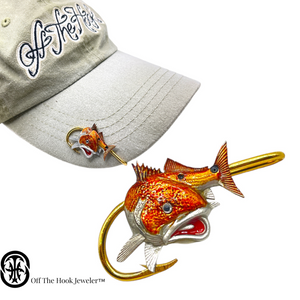 REDFISH HOOKIT© (turning #4) Hat Hook - Fishing Hat Clip -REDFISH Hat Hook
