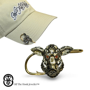 BOAR HEAD HOOKIT© Hat Hook - Fishing Hat Clip - Hog Hat Pin