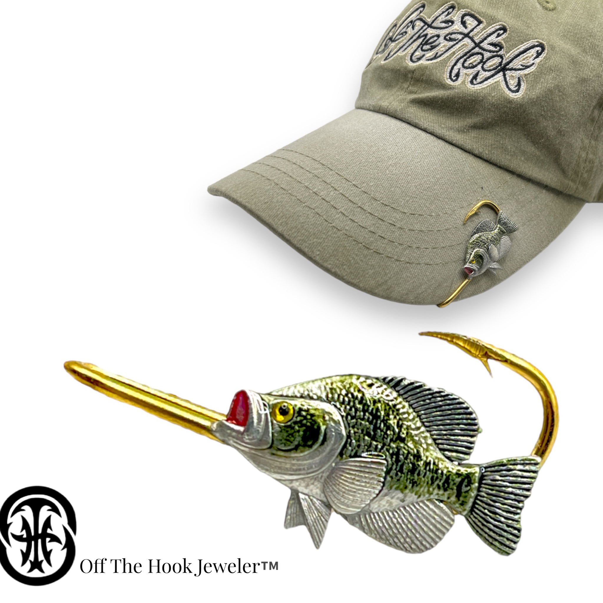 CRAPPIE White Crappie HOOKIT Sac Au Lait Hat Hook Fishing Hat C Off The Hook Jeweler