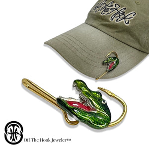 ALLIGATOR HEAD HOOKIT© Hat Hook - Fishing Hat Clip - Hat Pin - Brim Clip