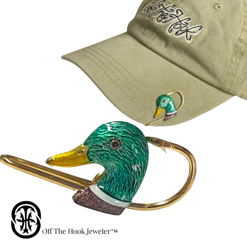 MALLARD HEAD HOOKIT© Hat Hook - Mallard Hat Clip - Mallard Hat Pin - B – Off  The Hook Jeweler