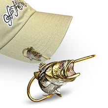 Load image into Gallery viewer, STRIPED BASS HOOKIT© (Turning) #2 - Hat Hook - Fishing Hat Clip - Fishing Hat Pin - Brim Clip