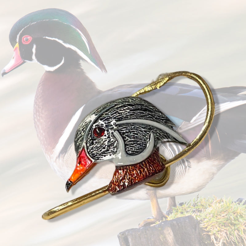 duck head with fish hook WOOD DUCK HOOKIT - Hat Hook