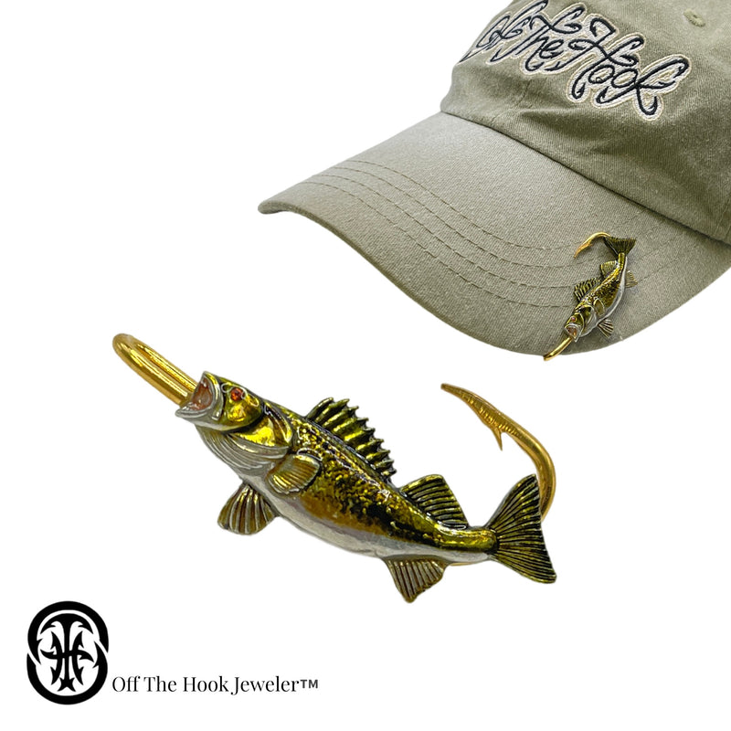 WALLEYE HOOKIT© #2 - Hat Hook - Fishing Hat Pin - Fishing Hat Clip