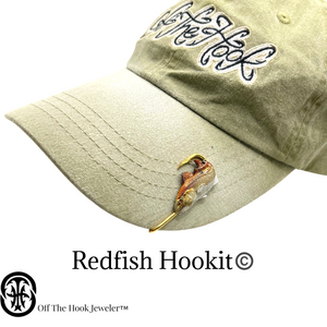REDFISH HOOKIT© (turning #2) Hat Pin - Fishing Hat Clip -REDFISH Hat Hook