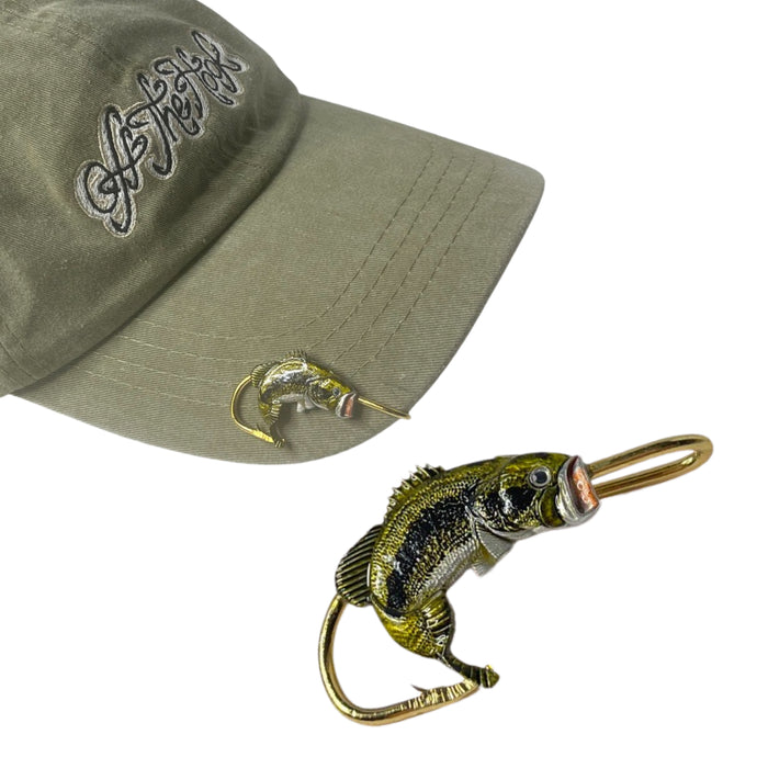 LARGEMOUTH BASS (turning) HOOKIT© Hat Hook - Fishing Hat Clip - Fishing Hook for Hat